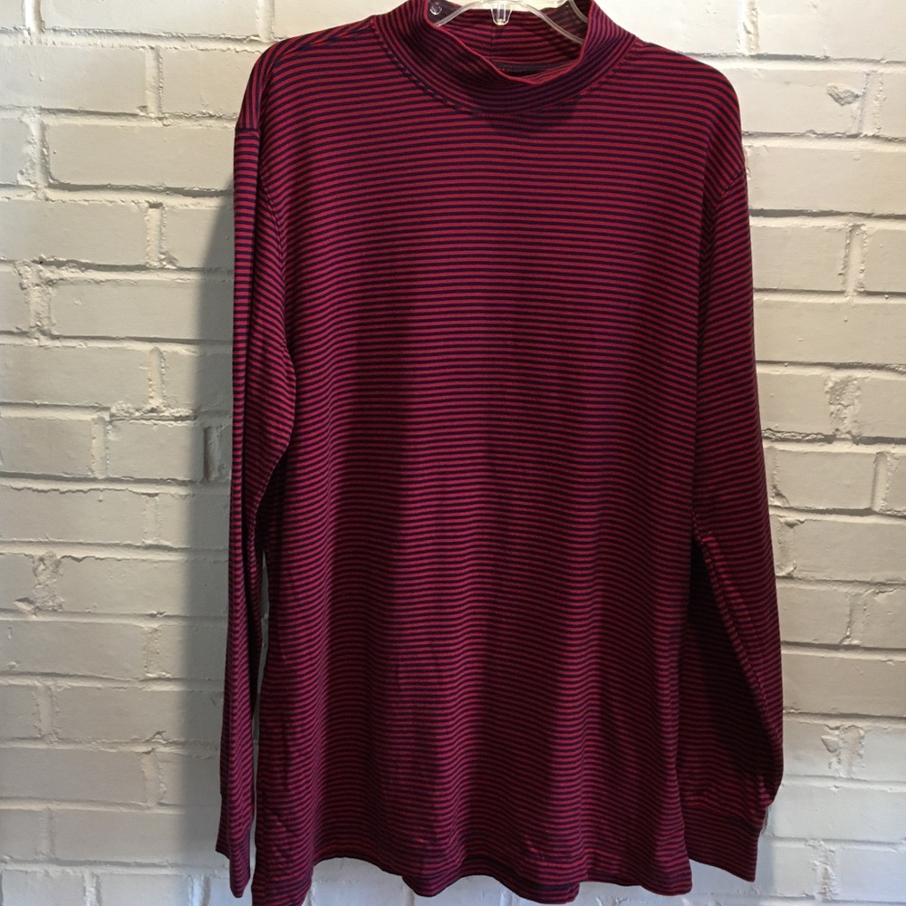 Lands End men’s mock neck striped shirt.